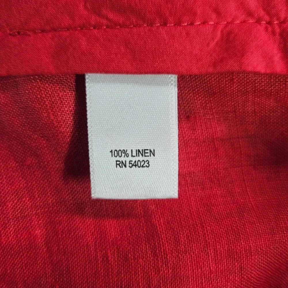 Banana Republic Red 100% Linen Straight Leg Tie Waist Pants Womens 4 High Rise - Picture 4 of 10